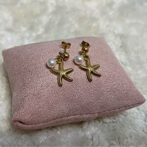 Starfish Pearl Stainless Steel gold plated Earrings